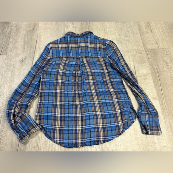 Free People Joplin Blue Plaid Button Up Shirt Size Small - Picture 6 of 6